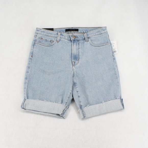 J Brand Bermuda Jean Shorts Women High Rise Cutoff Frayed Light Blue Denim 28 - Picture 5 of 9